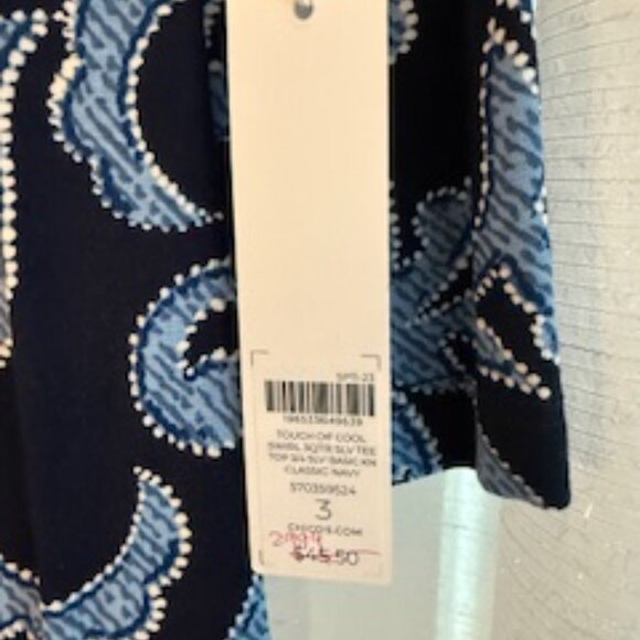 Chico's Navy Print Tunic. Size 3 - Picture 3 of 3